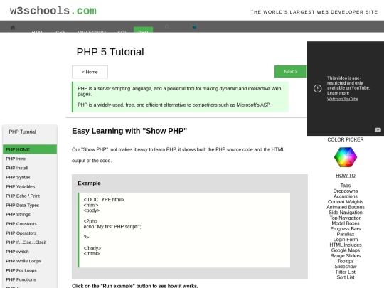 w3schools/html/php screenshot