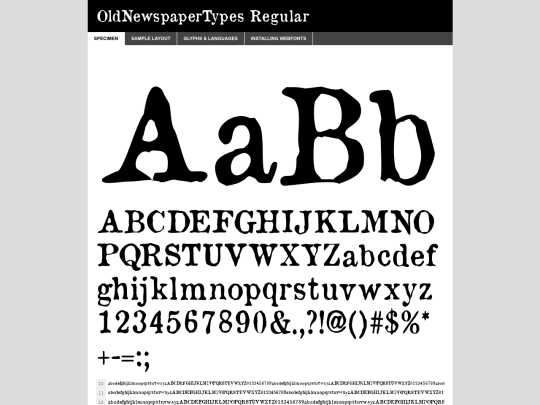 webfontkit/oldnewspapertypes-demo screenshot