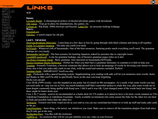 links screenshot