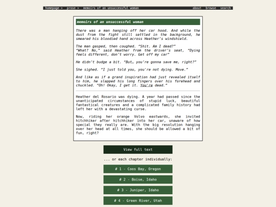 prose/memoirs screenshot