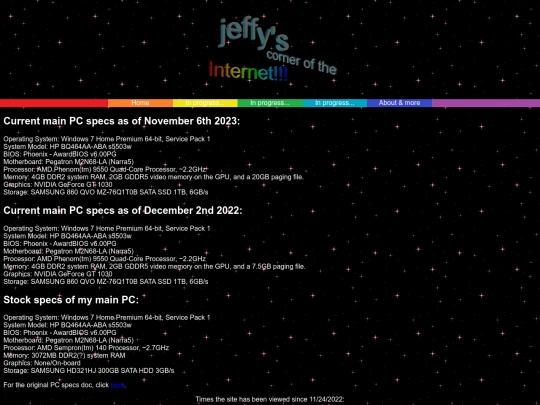 pages/about/computerspecs screenshot