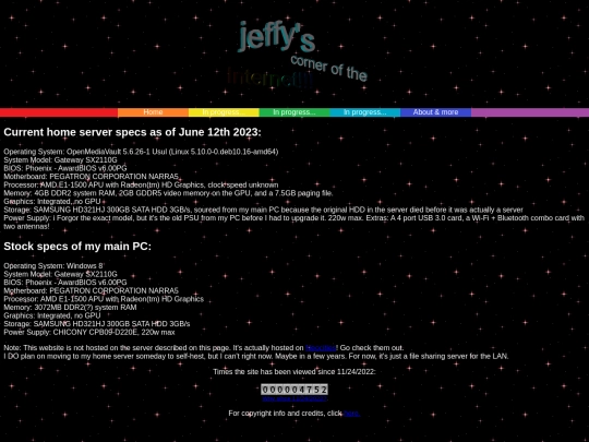 pages/about/serverspecs screenshot