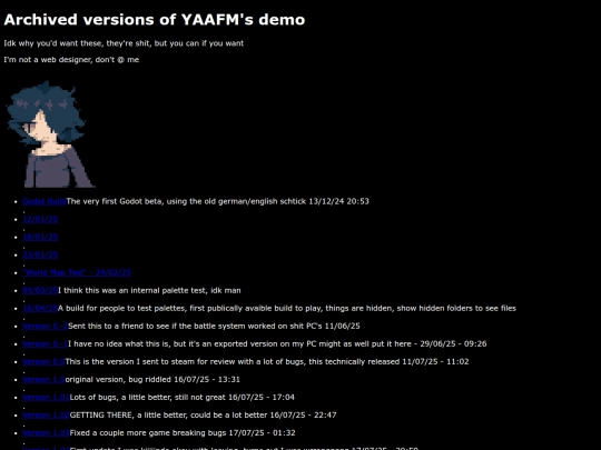YAAFMdemoVERSIONS screenshot