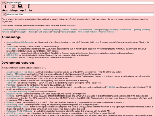 links screenshot