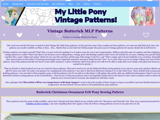 my blog pages/patterns screenshot
