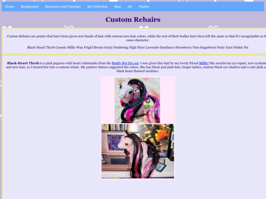 my collection pages/customs/rehairs screenshot