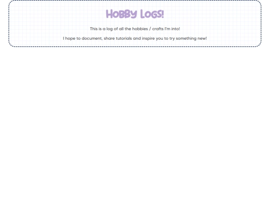 Personal/Hobby-Logs/Hobby-Log-home-Page screenshot