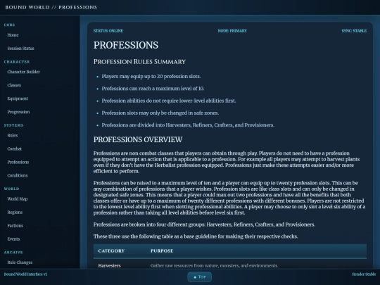 classes/professions screenshot