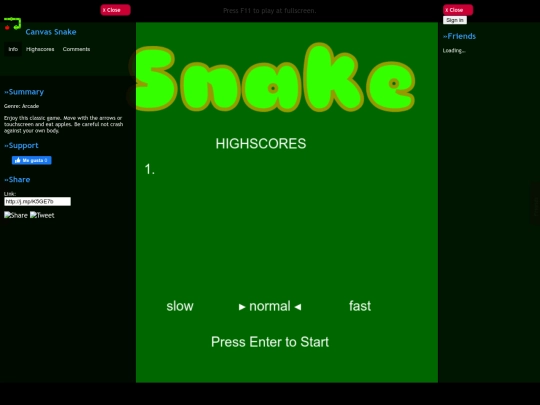 games/snake screenshot
