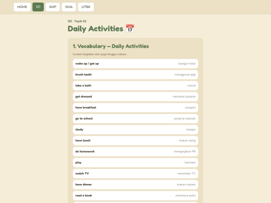 sd/materi/02-daily-activities screenshot