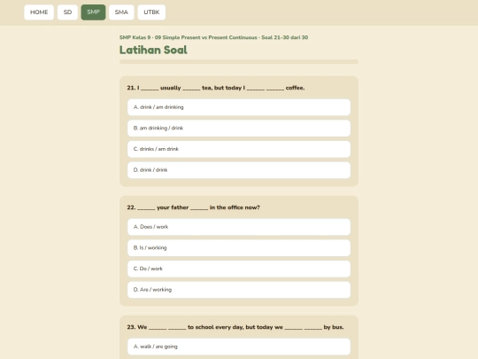 smp/latihan/09-simple-present-continuous-p3 screenshot