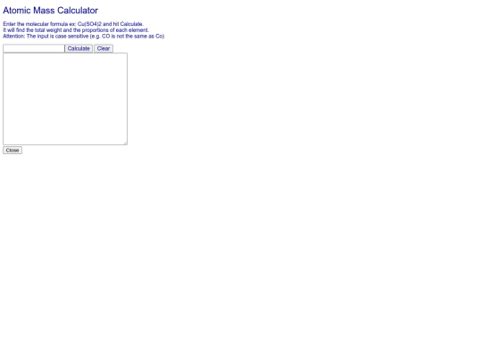 Periodic_Table/MolCalculator screenshot