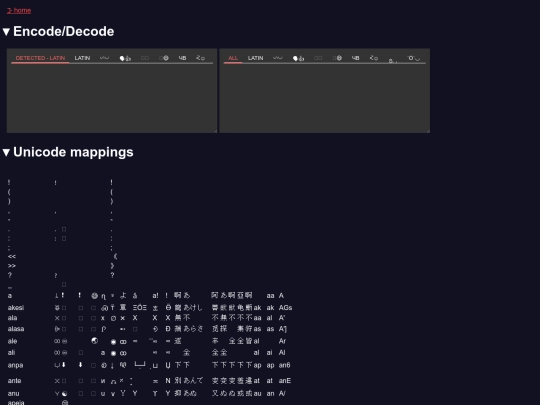 encodings screenshot