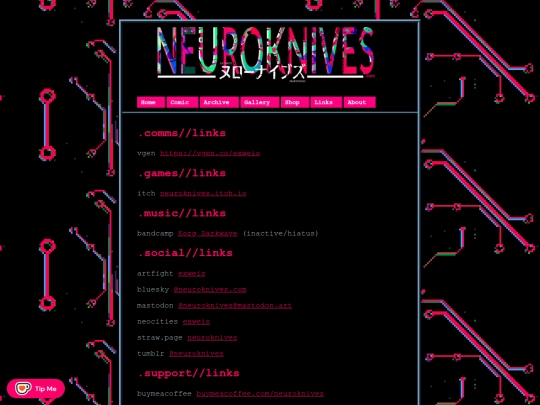 links screenshot