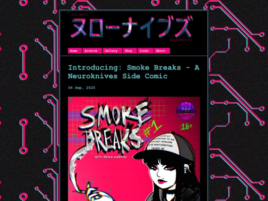 posts/2025-09-06-Introducing--Smoke-Breaks---A-Neuroknives-Side-Comic screenshot
