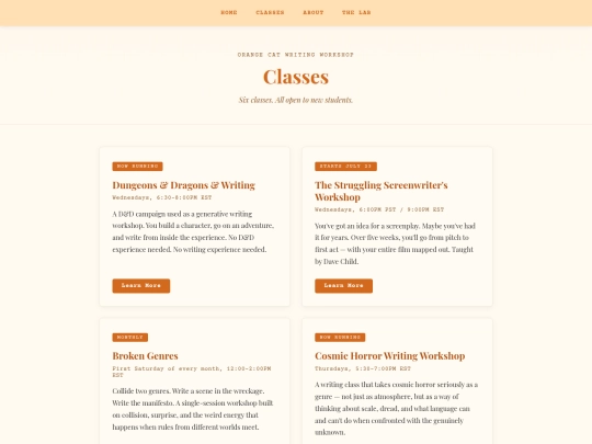 classes screenshot