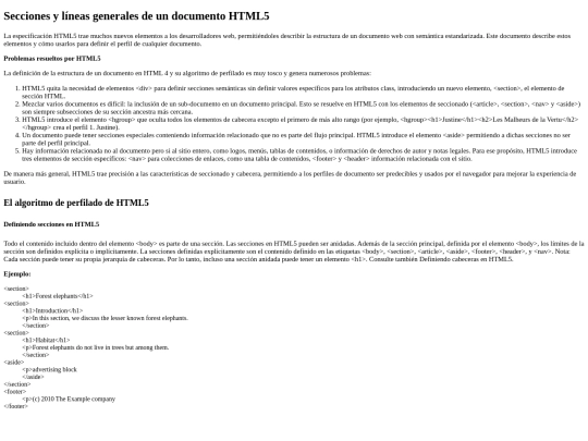 Secciones screenshot