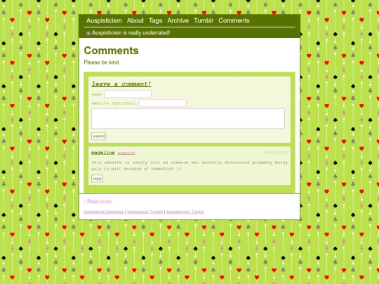 blog/comments screenshot