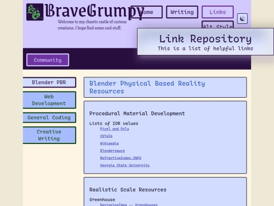 links screenshot