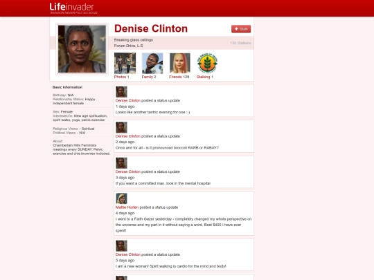 lifeinvader/profile/deniseclinton screenshot