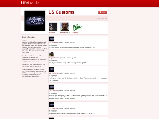 lifeinvader/profile/lscustoms screenshot
