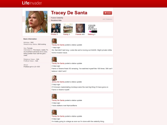 lifeinvader/profile/traceydesanta screenshot