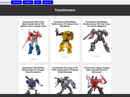 Fandoms/Transformers Section screenshot
