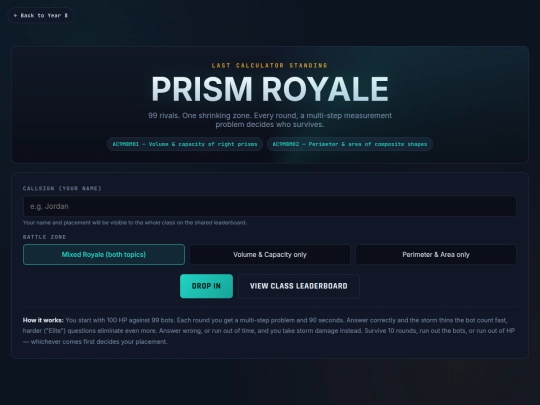 sum-numbers-games/year8/measurement/prism-royale screenshot