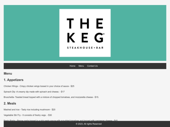 menu screenshot