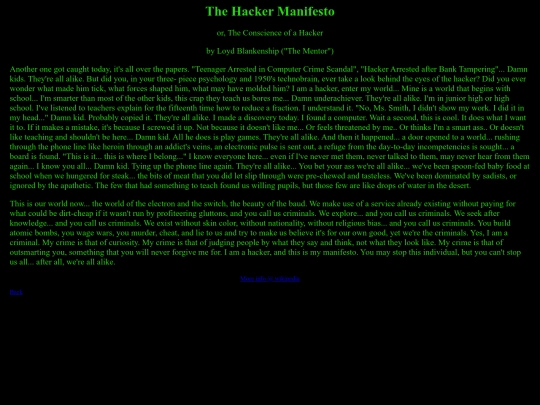 reading/articles/other authors/hacker manifesto screenshot
