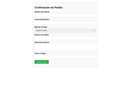 confirmacion de pedido screenshot
