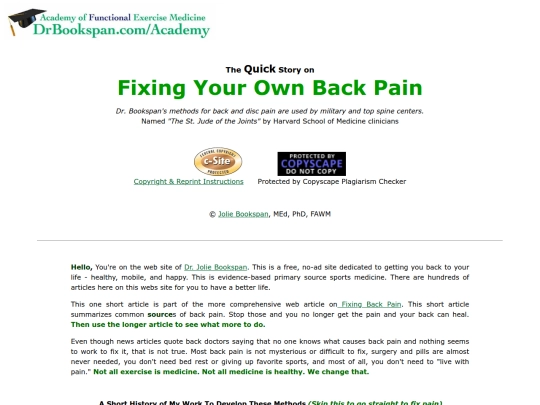 BackPainArticleQuickStart screenshot
