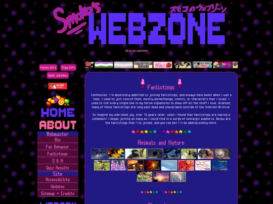 about/fanlistings screenshot