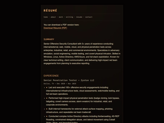 resume screenshot