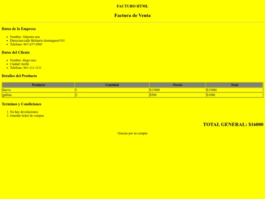 Factura de venta screenshot