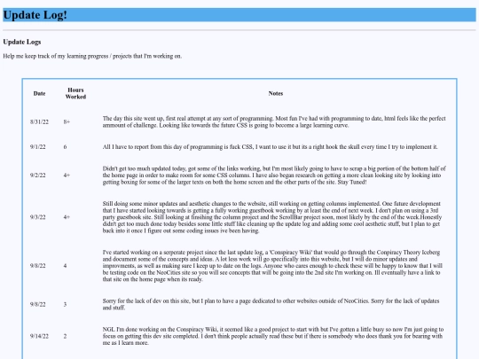 UpdateLog screenshot