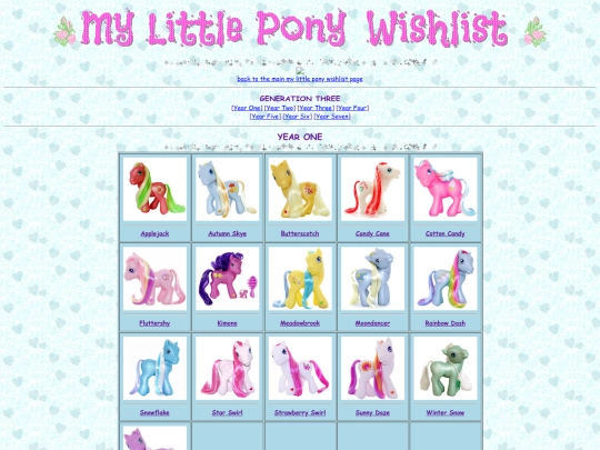 ponies/mlpwishlist/gen3 screenshot