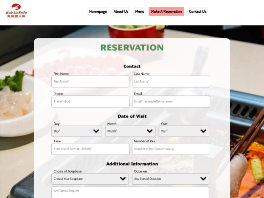 reservation screenshot