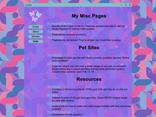 links screenshot