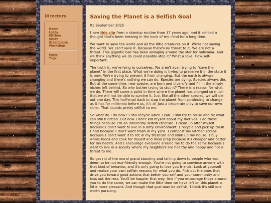 Greenhouse/Saving the Planet is a Selfish Goal screenshot