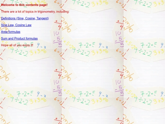 Trigonometrycontentspage screenshot