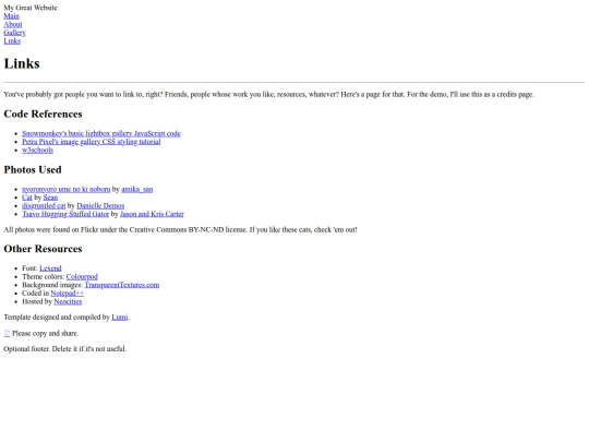 links screenshot