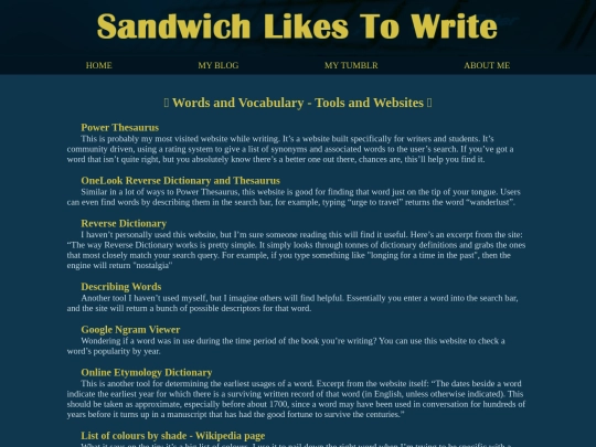 resourcelists/wordsandvocab screenshot
