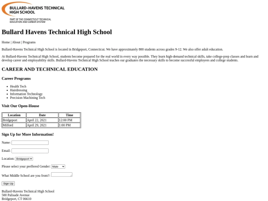 Web-design/1-HTML/Bullard_Open_House screenshot