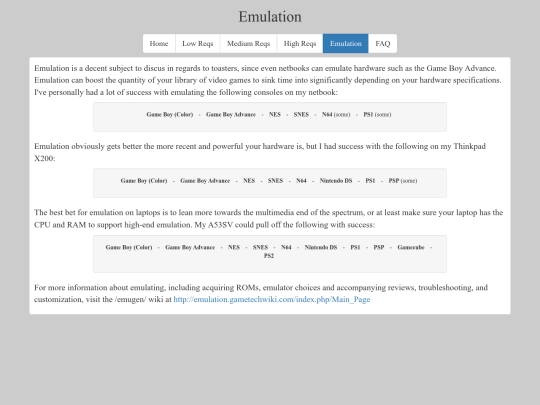 emulation screenshot
