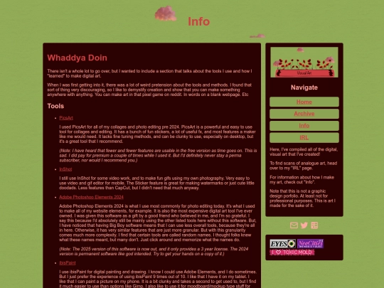 Visual Art/info screenshot