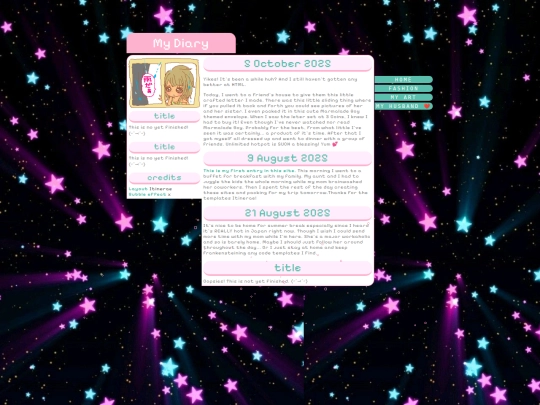 Diary screenshot
