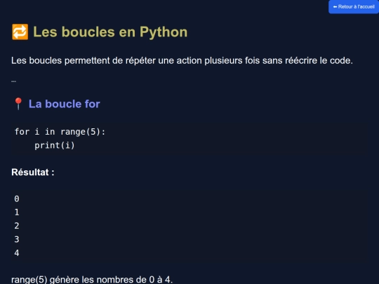 Projet python /Boucles screenshot