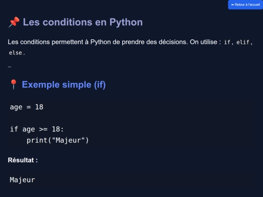 Projet python /Conditions screenshot