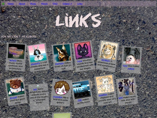 links screenshot